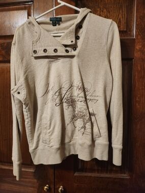 Ralph Lauren Beige Graphic Snap-Placket Hoodie - Women